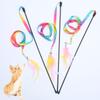 Rainbow Feather Cat Teaser Wand with Replaceable Cloth Strips