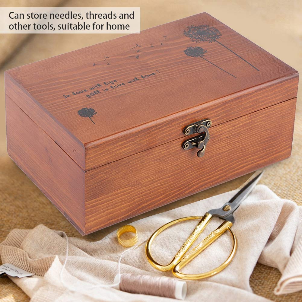 Sewing Box, Sewing Kit, Sewing Tool Box, Sewing Set for Adults, Stylish, Wooden Box, Needle and Thread Storage Case, DIY Sewing Tools, Empty Box