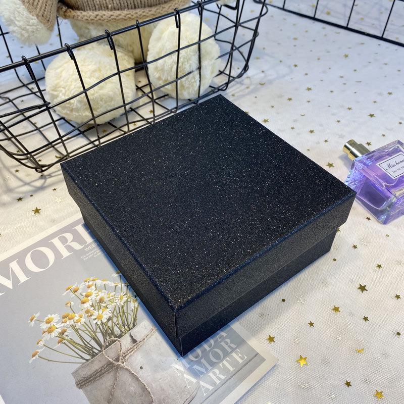 Gift Box for Lipstick or Scarf – Elegant Pure Black Glitter Design for Birthdays