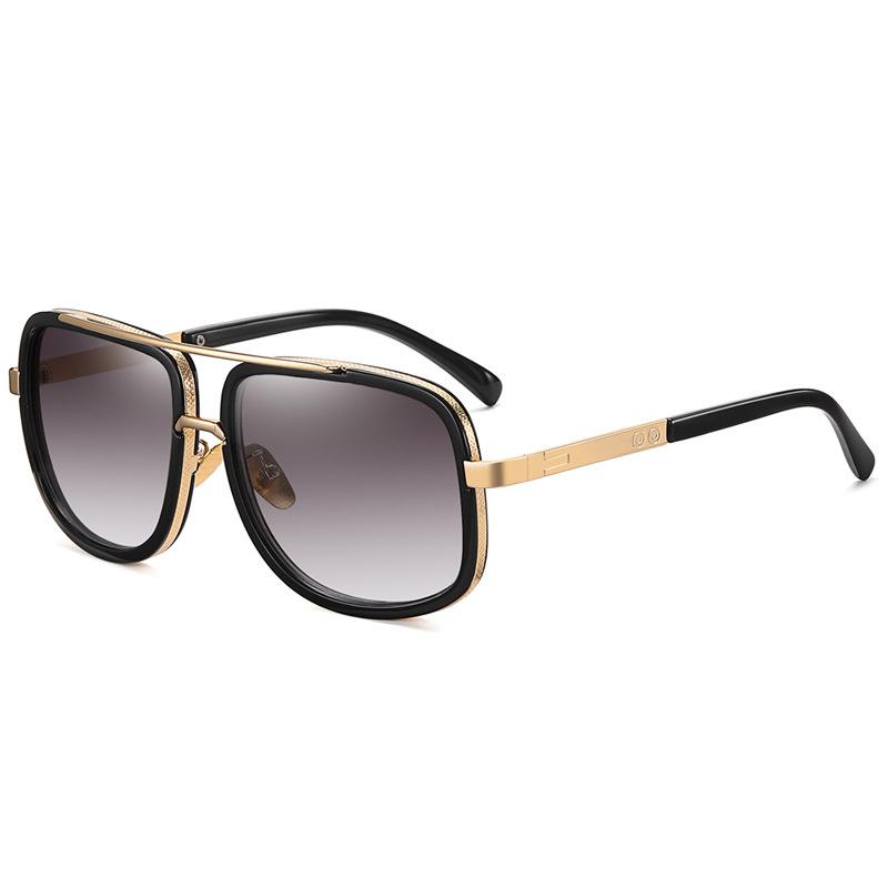 Vintage Square Sunglasses Men Fashion Metal Frame Gradient Lens Designer Shades Mirror Driving Eyewear