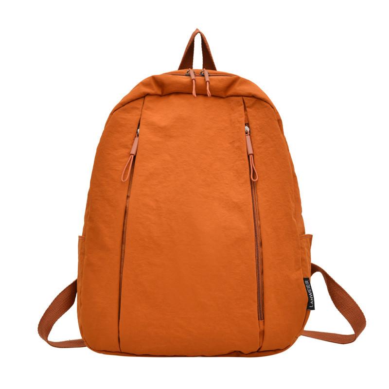 Solid Fashion Color Large Capacity Backpack Surface Inner Pocket School Travel