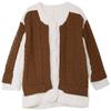 Dimanaf 2025 Winter Women Sweaters Jacket Patchwork Wadded Buttons Coat Knitting Fake Two-Piece Loose Sweater