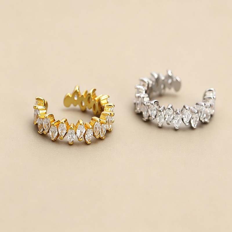 Fashion Zircon C-Shaped Ear Clip for Women Classic Gold Color Irregular No Piercing Ear Cuff Party Jewelry Gifts