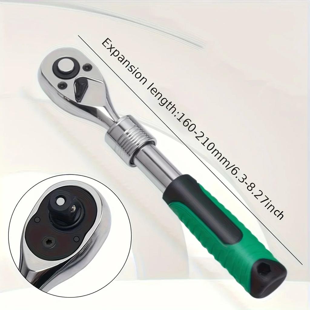 Retractable Ratchet Set 1/4 3/8 1/2 Inch Drive Rotating Ratchet Reversible Drive 72 Tooth Socket Wrench Mechanical Tool