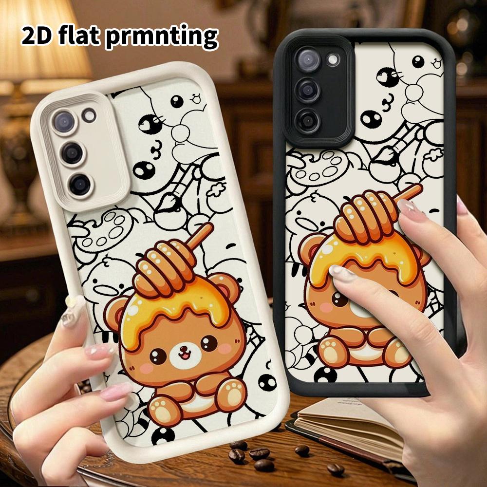 Phone case: 2D flat, suitable for Samsung Galaxy A34 A35 M05 M06 S20 S22 S21 FE Plus 5G protective case, honey bear, perfect Christmas and Halloween h