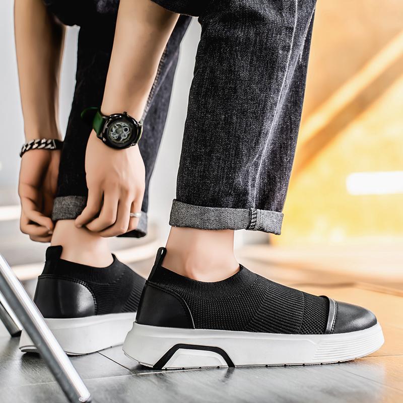 Men's Sneaker Breathable Platform Hiking Outdoor Lazy Loafers Black Versatile Lightweight Thick Soled Casual Walking Shoes 39-44