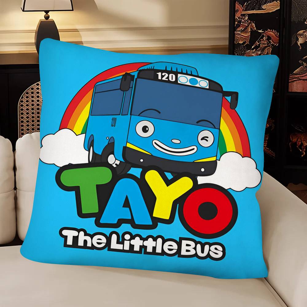 Tayo The Little Bus Pillow Case Fashion Square Pillowcase Bedroom Sofa Room Ins Decoration Leisure
