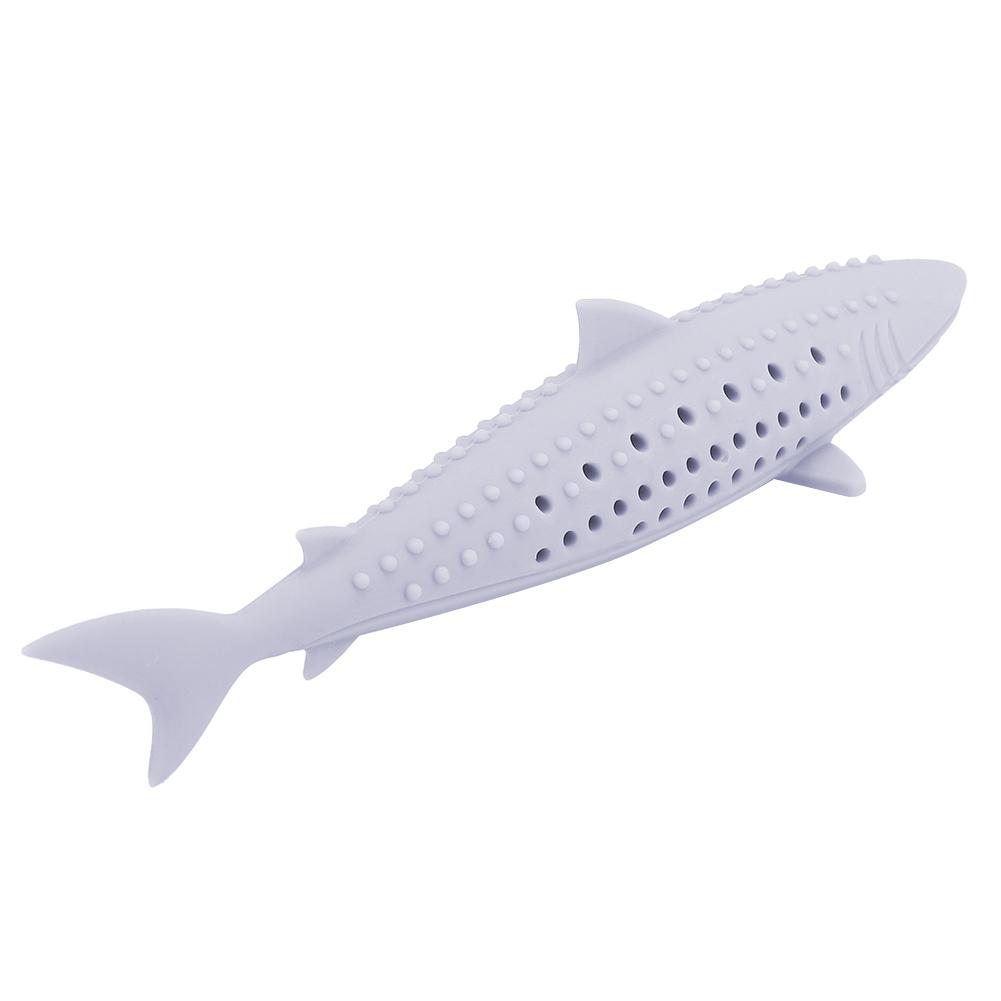 Silicone Pet Cat Catnip Molar Teeth Cleaning Simulation Fish Shape Training Interactive ToyPurple