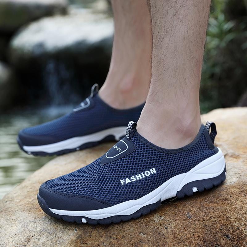 Men Breathable Sneakers New Fashion Shoes Climbing Hiking Shoes Men Outdoor Beach Shoes Mesh Shoes Mens Work Shoes Men