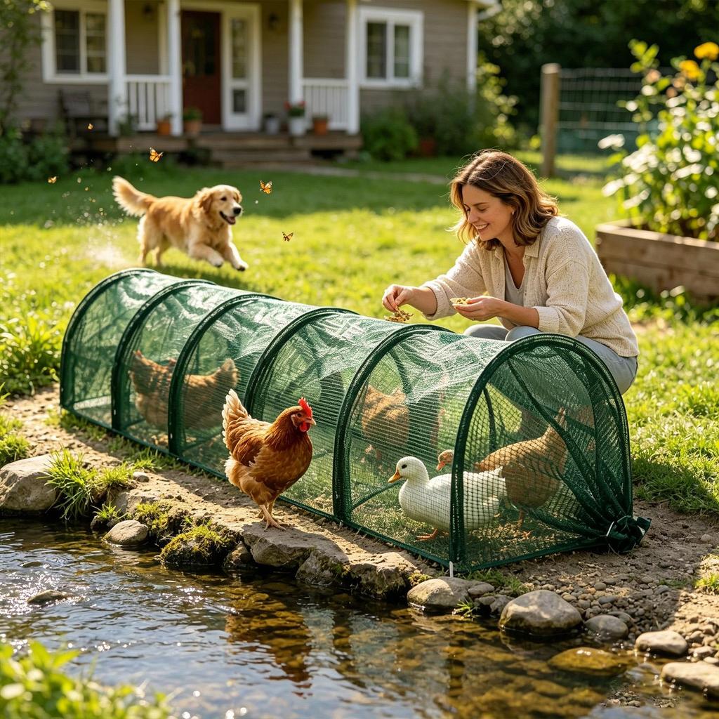 Túnel Plegable Largo de Instalación Rápida Flexible para Jardín, Pollo, Patos, Gansos, Conejos, Mascotas Pequeñas, Polluelos, Codornices