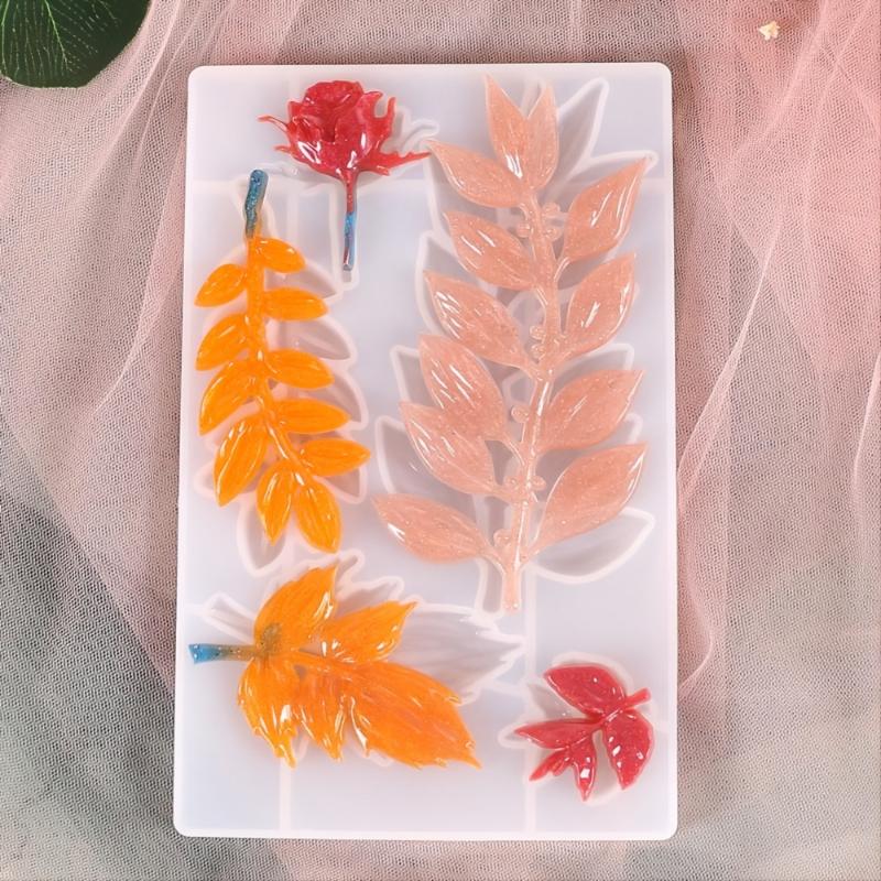 

DIY Crystal Epoxy Resin Molds European Leaf & Flower Branches Silicone Mold for Jewelry Cake Candy Decoration Creative Home Gard