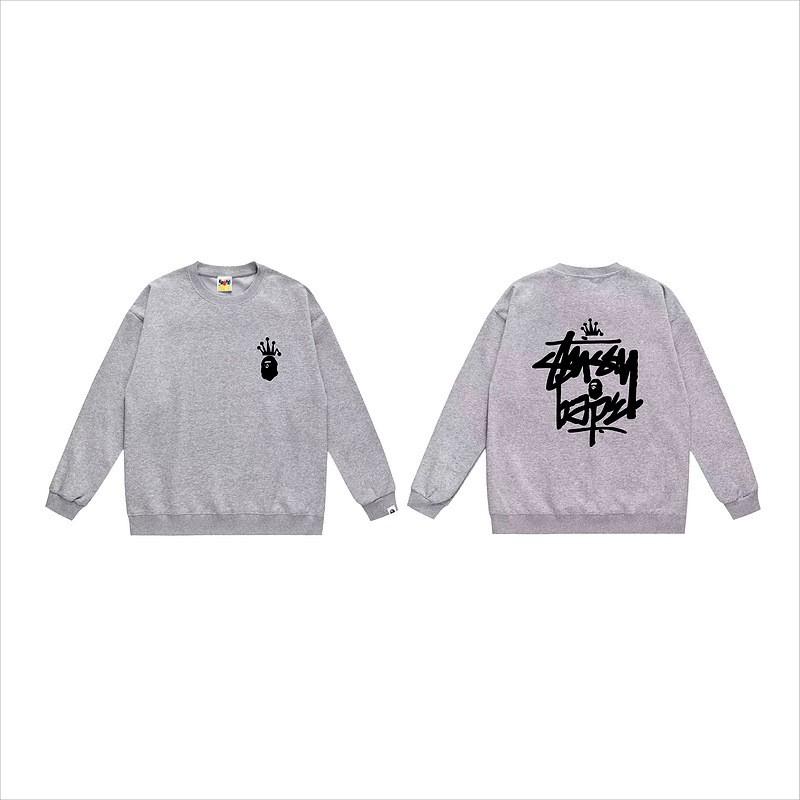Unisex lässiger übergroßer Rundhals-Pullover mit Schriftzug-Print leichter Baumwoll-Hoodie