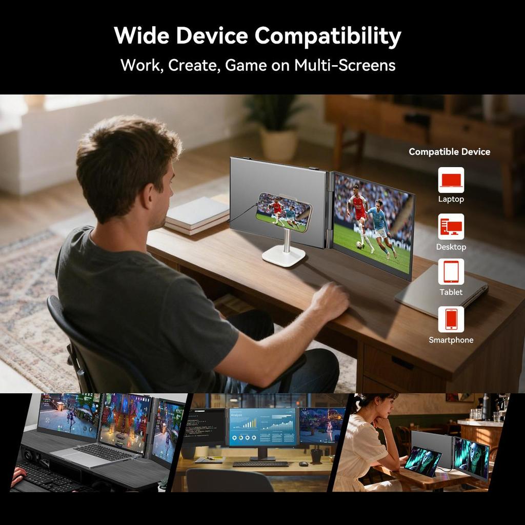 Blackview DCM6 14palcový monitor s duální obrazovkou, prodlužovač obrazovky notebooku, USB-C FHD 1080P přenosný monitor, IPS 60Hz externí monitor