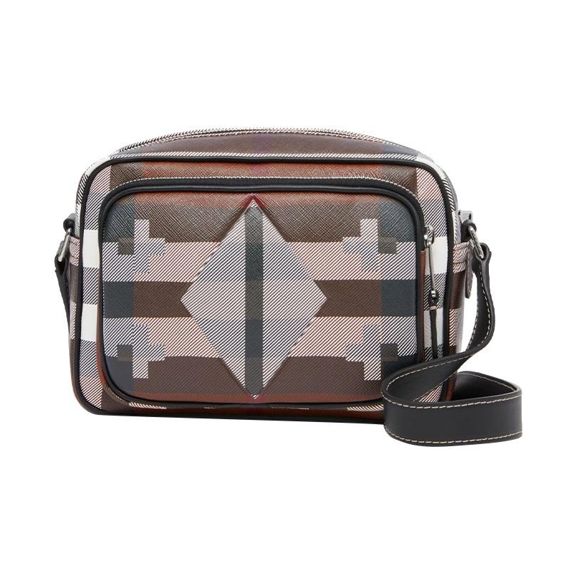 

Burberry Сумка-месенджер зі шкіри корови з геометричним картатим дизайном, Regular Fit, чоловіча, Темно-березовий коричневий/Білий One Size-Basic Set (Bag+Dust Bag) білий/коричневий