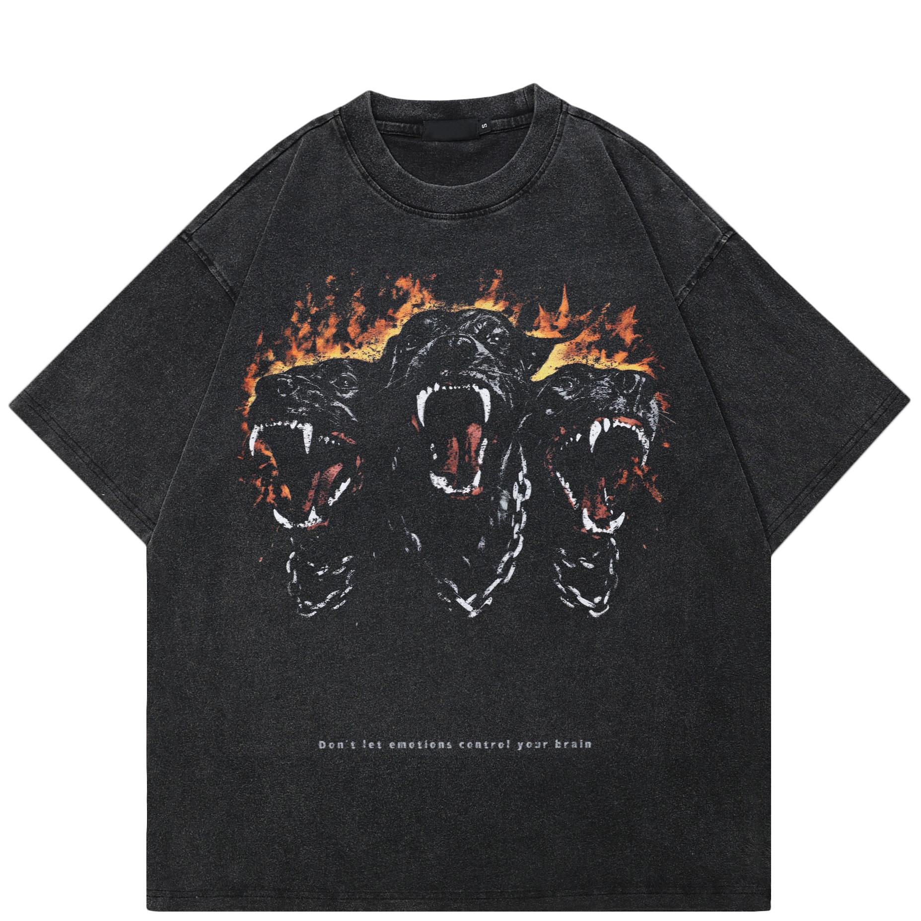 

Новинка 2025 года в уличной одежде, короткие топы в стиле панк Hond Gedrukt Zomer, винтажная футболка XXL чёрный