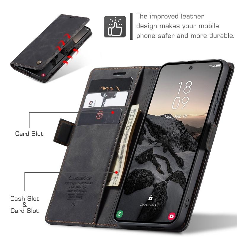 CaseMe für Samsung Galaxy S26 Ultra Hochwertig Retro Luxus Magnetischer Flip PU-Leder Handyhülle S26 Plus S26Ultra Brieftaschenabdeckung