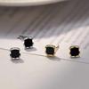 Light Luxury Black Square Mini Stud Earrings Women'S Simple Fashion Exquisite Earrings Small Temperament High Sense Earrings