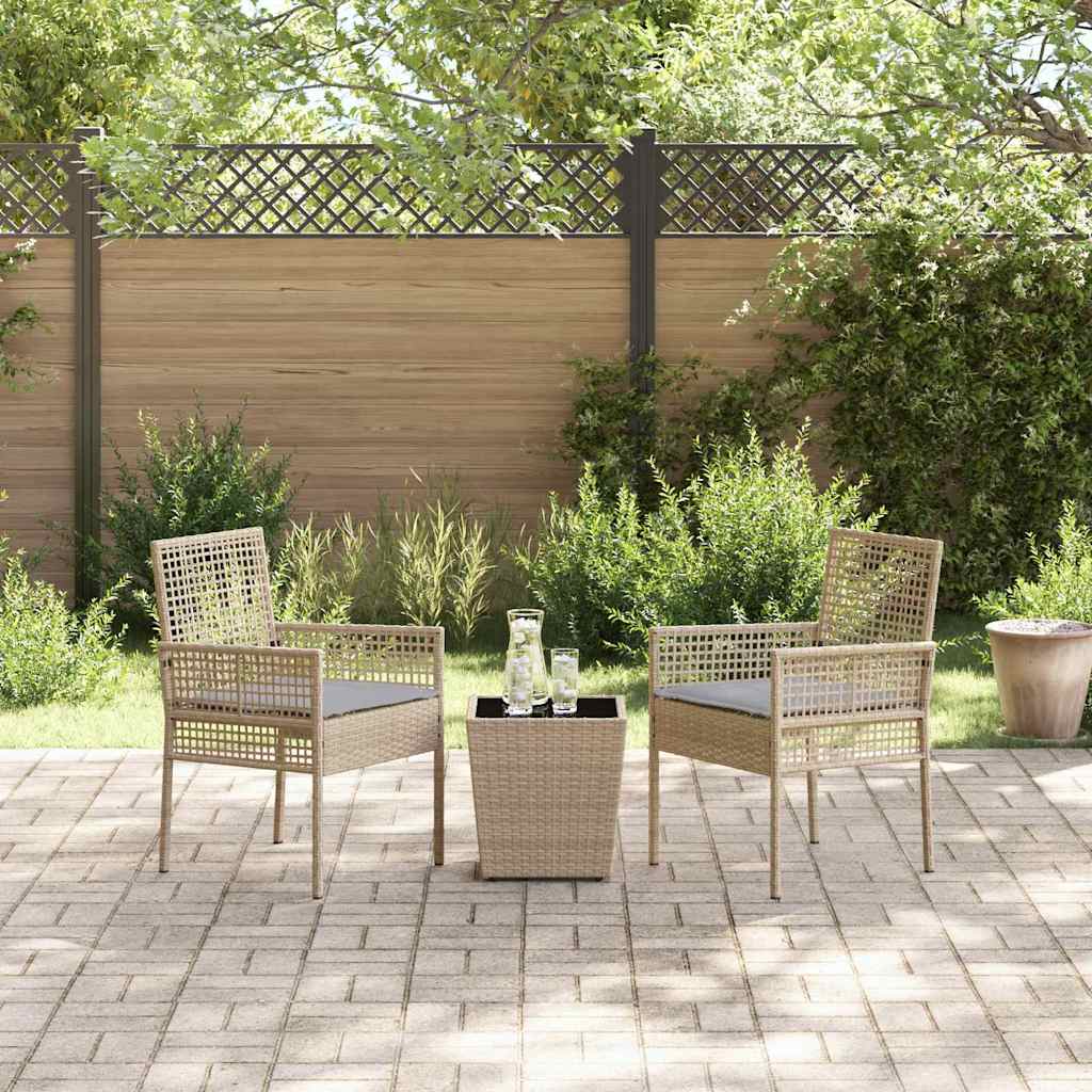 Garden Bistro Set 3 Pcs Beige Poly Rattan