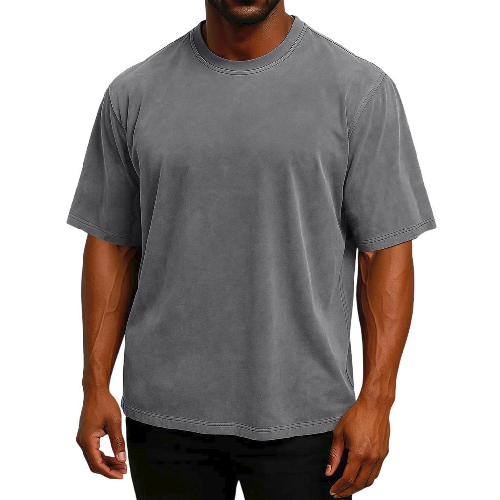 Men's Short Sleeved Retro Cotton T-shirt Loose Half Sleeve