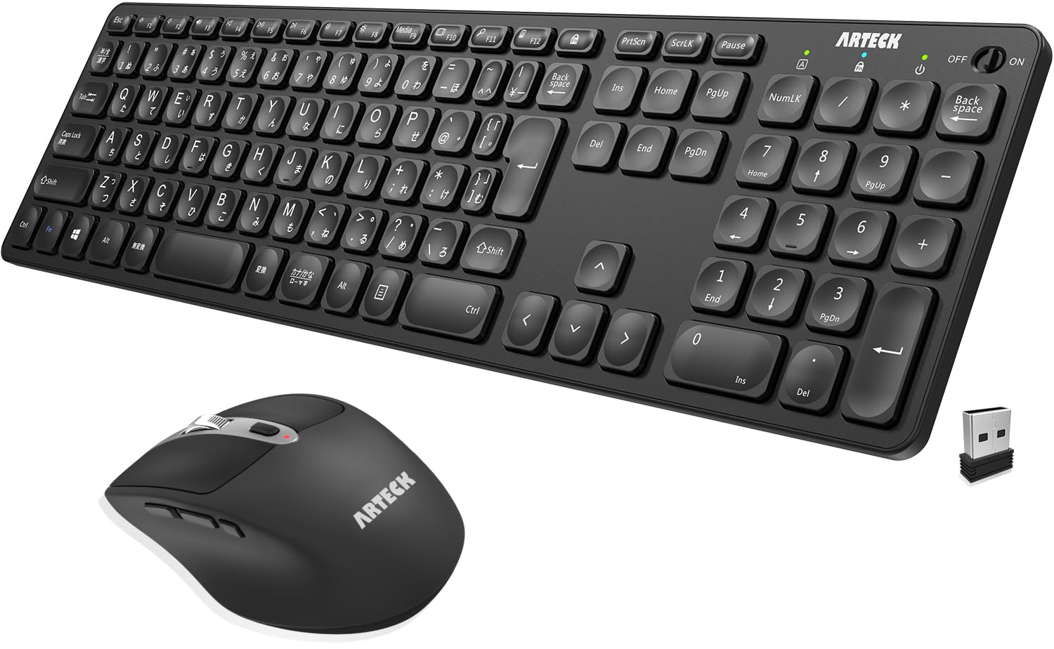 

Arteck Wireless Keyboard and Mouse Keyboard and Mouse for and Compatible with Windows 2.4G Set, Lightweight, Slim, Type-C Rechargeable, Full-Size чорний