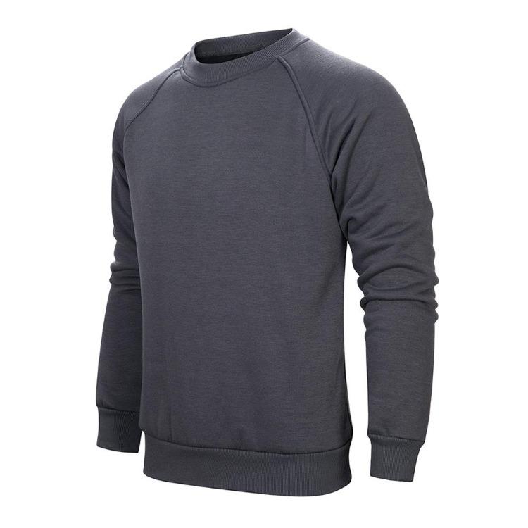 

Comfy Warm Retro Sweatshirt Men Solid Color Round Neck Pullover Long Sleeve Casual Wear Autumn Winter Clothes XXL темно-сірий колір
