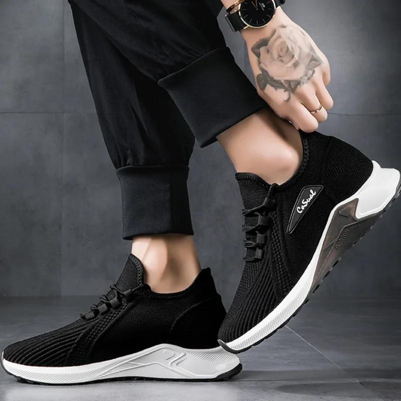 Sneakers Men Elevator Shoes Hidden Heels Breathable Heightening Shoes For Man Increase Insole 10 CM 8 6CM Optional Height Shoes