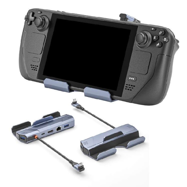 6 In 1 USB C Docking Station for SteamDeck and ROG Offering USB 4K HDMI2.0 and Fast Ethernet USB 3.0 Hubs