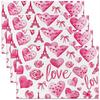 4pcs Love Hearts Placemats 12x18 Inch Valentines Day Place Mats for Dining Patio Table Romantic Roses Flowers Couple