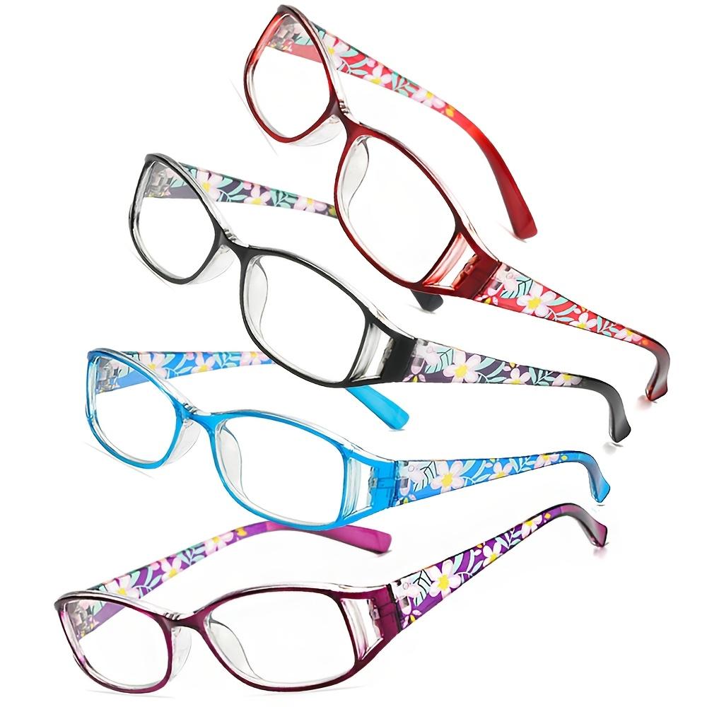 1PC Premium Classic Rectangle Reading Glasses - Floral Temples, For Middle-Aged/Elderly/Men/Women/Students/Teachers, Casual & Business Use