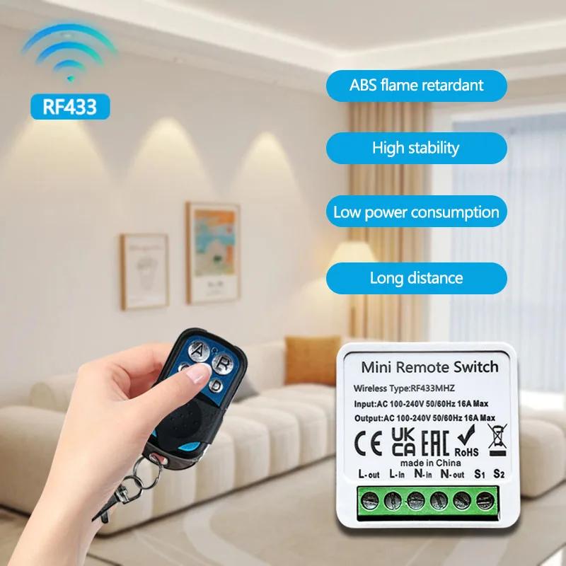 433MHz Wireless Remote Control Light Switch 16A 4 Key RF Relay Receiver Timer Breaker Wall Panel Switch For Lighting Led