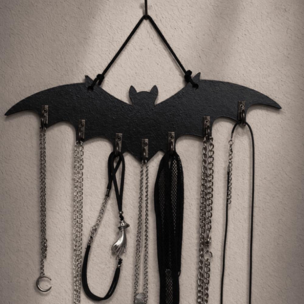 Halloween Platzsparender Organizer Kleiderbügelständer Retro Gotischer Schlüsselhalter Holzfledermaus Wandhaken Studentenwohnheim