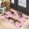 Leopardenmuster Fußmatte Rutschfest Maschinenwaschbar Polyester Teppich für Innen-/Außenbereich Teppich für Wohnzimmer Badezimmer