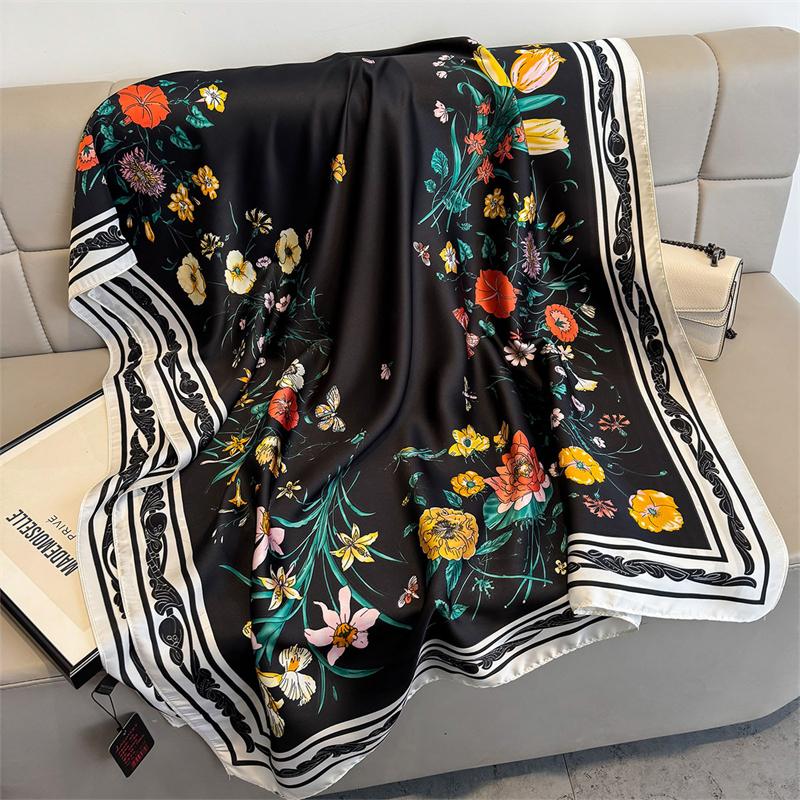 180*90cm Luxury Brand Women Scarf Summer Silk Shawl Lady Wrap Soft Female Echarpe Designer Beach Stole Bandanna foulard muffler