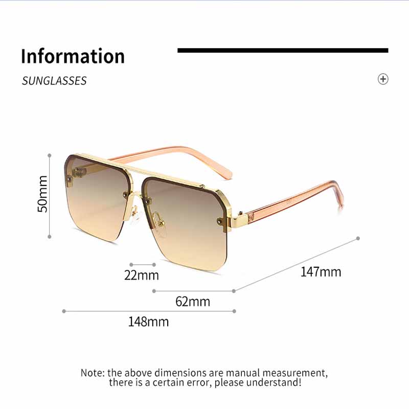 New Square Frame Sunglasses Europe And The United States Fashion Sunglasses Men And Women Half Frame Sunglasses