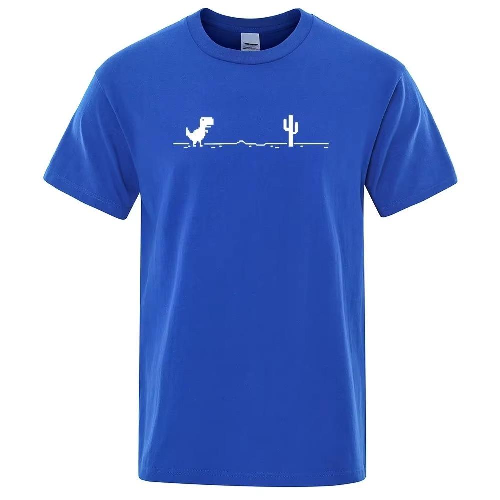 Herren T-Shirts Bedruckt Dinosaurier Kaktus Lustige Oberteile Sommer Baumwoll T-Shirt für Männer Lässig O-Ausschnitt T-Shirts Streetwear Basic Top Tee