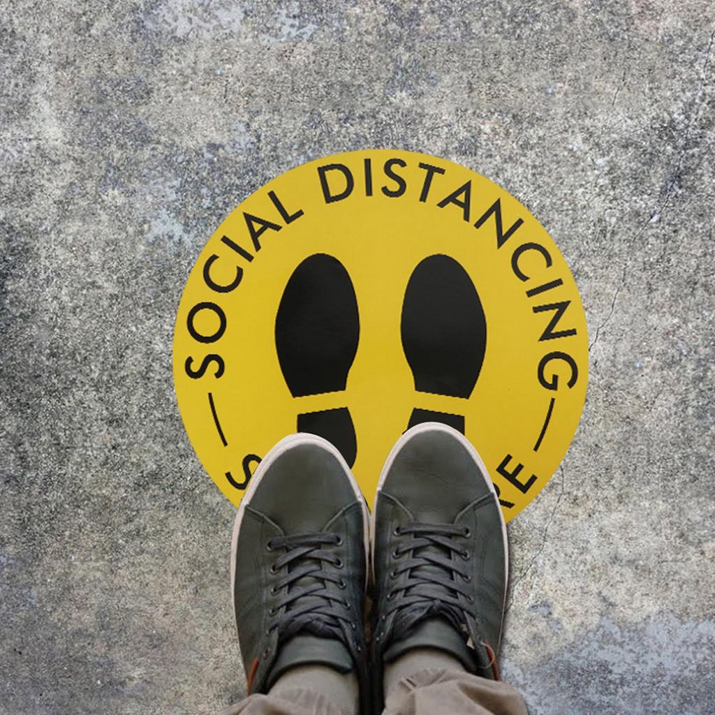 5PCS Social Distancing Ground Sticker Distance Marker Floor Signs Decal for School Market Public