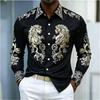 Camicia da uomo stile Barocco testa di leone design slim fit manica lunga camicia Business casual stile street abbigliamento uomo XS-6XL