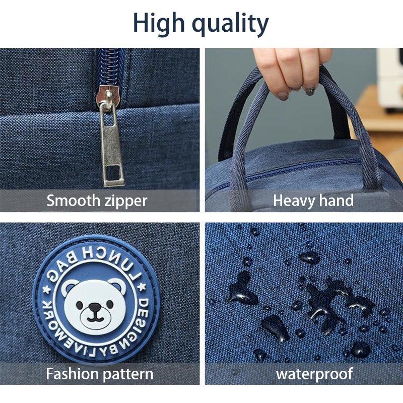 Insulated Lunch Bag Women Kids Cooler Bag Thermal Bag Portable Ice Pack Tote Canvas Food Container Food Picnic Bags