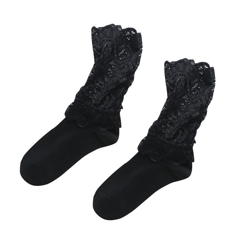 Korean Style Women's Autumn/Winter Lace Edge Mid-Calf Lolita Socks