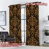 2D FLAT PRINTING 2pcs Curtains (Without Rod) Golden Ornate Design Fashionable Chic Curtains Machine Washable Fabric Curtains