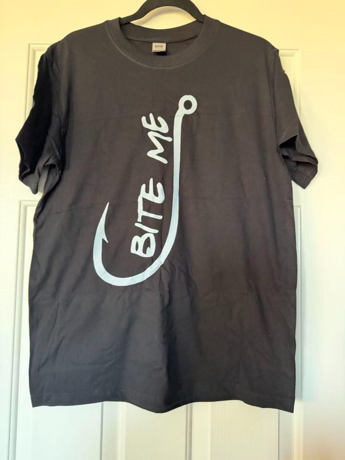 Funny Fishing Bite Me Graphic T-Shirt Angler Humor Tee Unisex M