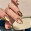 Golden Brown Gradient Glitter Cat Eye Handmade Wearable Nails