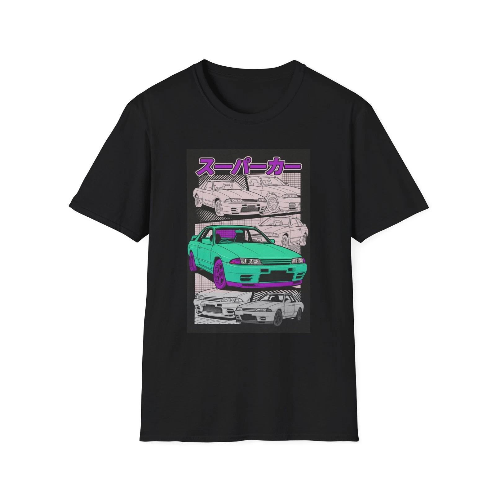 Retro JDM Skyline GT-R R32 R33 R34 Evolution Vaporwave Japanese Car T-Shirt XXL