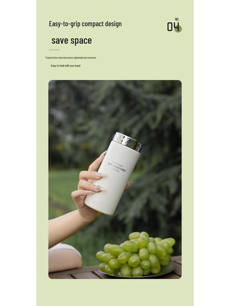 Compact Cute Girly Stainless Steel Thermos Cup - Mini Portable Water Bottle for Students