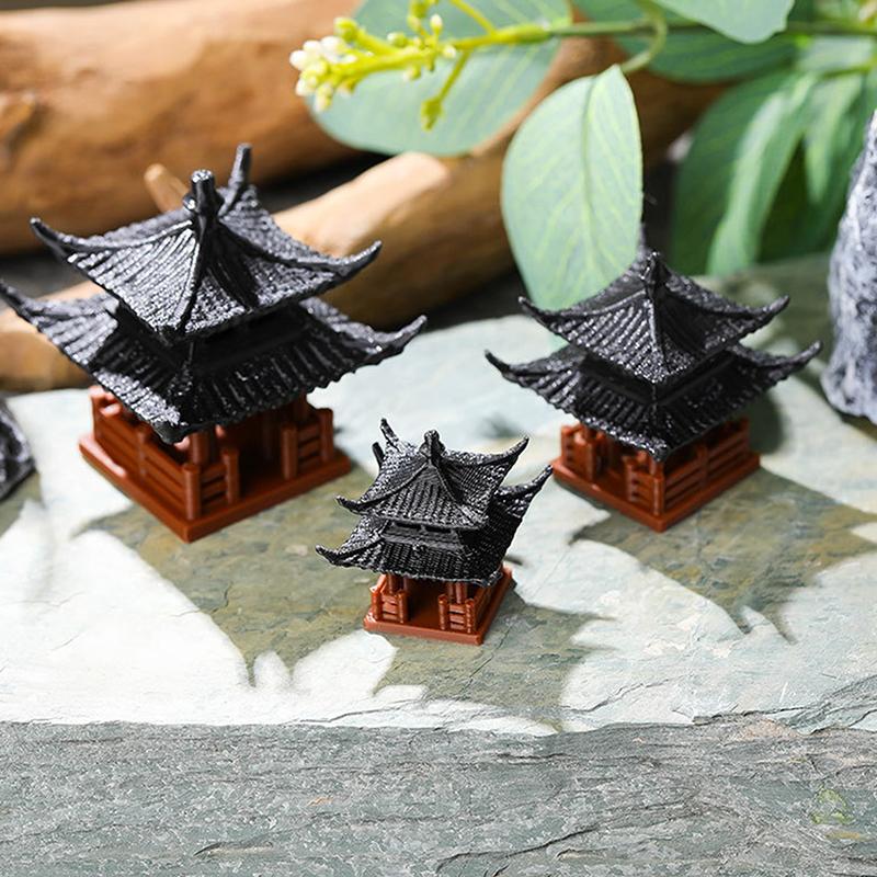 Mini Pagoda Statue Fairy Garden Decor Ancient Building Model Japanese Pavilion Decorations Zen Garden Aquarium Bonsai Decor
