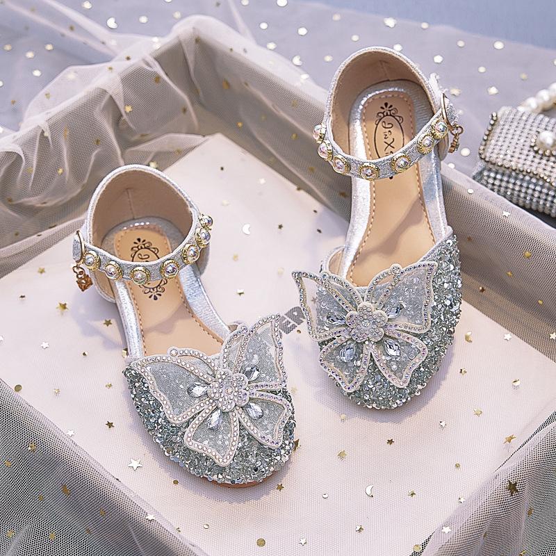 Butterfly Rhinestone Princess Shoes - 2025 Summer Soft-Sole Sandals for Girls