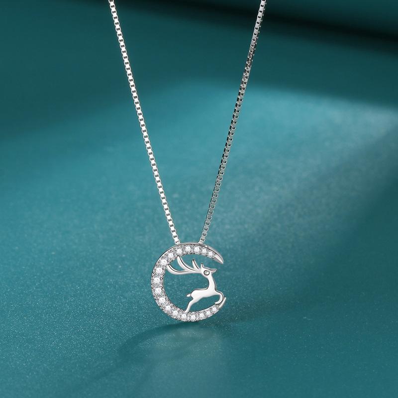 Moon Shadow Elk Necklace Female Korean Mori Niche Exquisite One Deer Has Your Necklace Christmas Gift