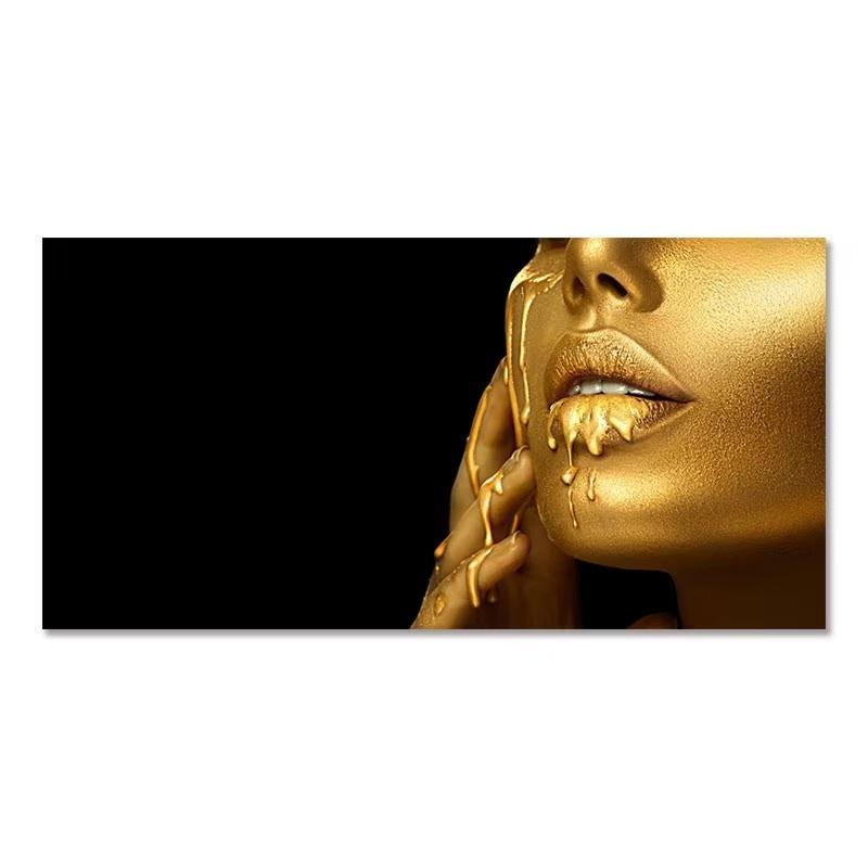 Golden Female Art Canvas Painting Art For Living Room Modern Frameless Canvas Poster for Bedroom and Living Room Decoration