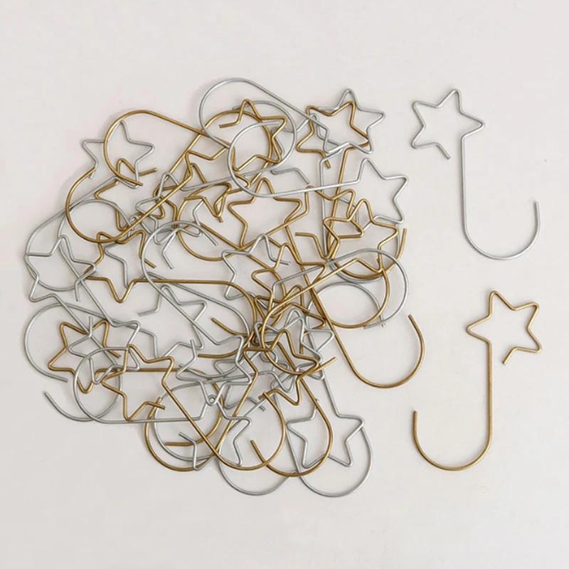 Christmas Wreath Star Hooks for Christmas Tree Hanging Pendant Ornament Metal Star Decorations Hook Xmas Home Decor