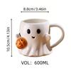 Cute Ghost Water Cup, Creative Pumpkin Ghost Ceramic Mug Afternoon Tea Coffee Cup,Milk Mug Household Drinking Set Halloween Gift